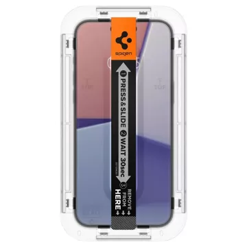 Spigen Glas.tR „EZ Fit“ gehärtetes Glas für iPhone 15 Klar