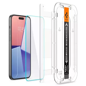 Spigen Glas.tR „EZ Fit“ gehärtetes Glas für iPhone 15 Klar