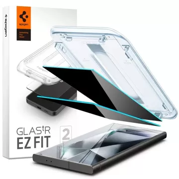 Spigen Glas.tR „Ez Fit“ 2er-Pack gehärtetes Glas für Samsung Galaxy S24 Ultra Privacy