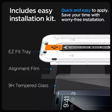 Spigen Glas.tR „Ez Fit“ FC 2er-Pack gehärtetes Glas für Apple iPhone 15 Pro Max Schwarz