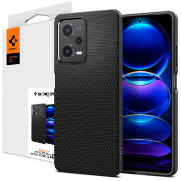 Spigen Liquid Air Handyhülle Schutzhülle für Xiaomi Redmi Note 12 Pro 5G / Poco X5 Pro 5G Mattschwarzes Glas