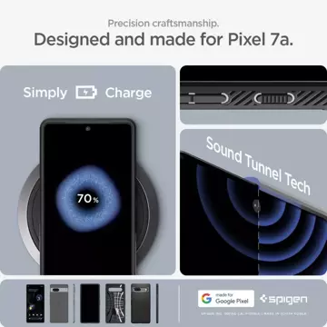 Spigen Liquid Air für Google Pixel 7A Mattschwarzes Ochronne-Gehäuse