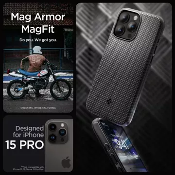 Spigen Mag Armor Hülle für MagSafe für iPhone 15 Pro mattschwarz