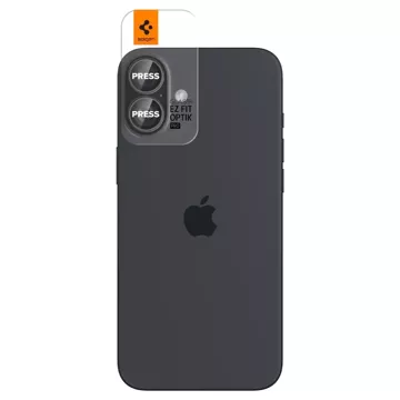 Spigen Optik Pro Glas.TR „EZ FIT“ Kameraschutz 2er-Pack für iPhone 16/16 Plus Kristallklar