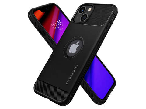 Spigen Rugged Armor Cover für Apple iPhone 13 Mattschwarzes Glas