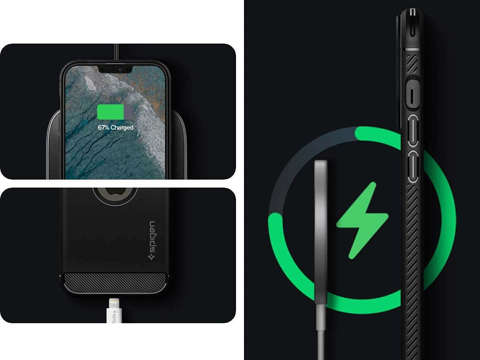 Spigen Rugged Armor Cover für Apple iPhone 13 Mattschwarzes Glas