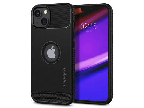 Spigen Rugged Armor Cover für Apple iPhone 13 Mattschwarzes Glas