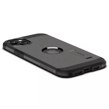 Spigen Tough Armor MagSafe-Hülle mit Ständer für iPhone 15 Plus – Metallic-Grau