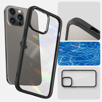 Spigen Ultra Hybrid Hülle für Apple iPhone 14 Pro Max Mattschwarzes Glas