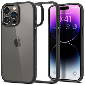 Spigen Ultra Hybrid Hülle für Apple iPhone 14 Pro Max Mattschwarzes Glas