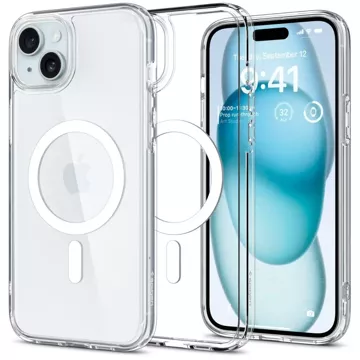 Spigen Ultra Hybrid Mag Mag Safe Hülle für Apple iPhone 15 Plus Weiß