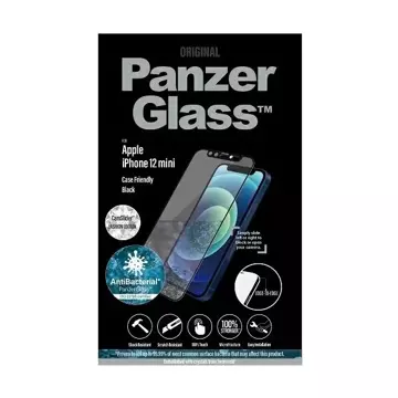 Szkło PanzerGlass E2E Microfracture für iPhone 12 Mini 5,4" CamSlider Swarovsky Case Friendly AntiBacterial czarny/black