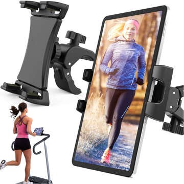 Tablet-Telefonhalter 4,7"-12,9" für eine Stange, ein Stativ, einen Lenker für einen Trainer, ein stationäres Fahrrad, ein Laufband, einen Kopfstützenständer Alogy schwarz