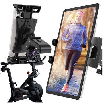 Tablet-Telefonhalter 4,7"-12,9" für eine Stange, ein Stativ, einen Lenker für einen Trainer, ein stationäres Fahrrad, ein Laufband, einen Kopfstützenständer Alogy schwarz