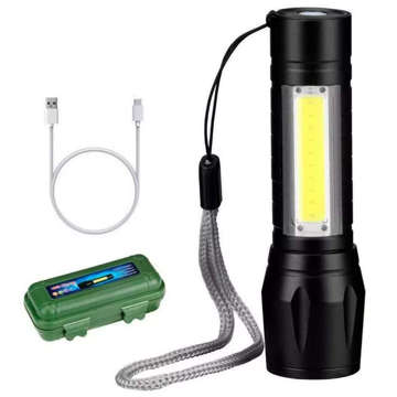 Taktische Taschenlampe Mini Classic Light 9cm LED COB T6 mit verstellbarer Zoom-Tasche schwarz