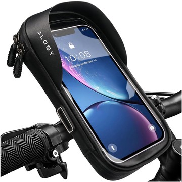 Tasche Wasserdichte Fahrradtasche für Telefon 6,4 Zoll Lenkerhalter 0,5 l Alogy Schwarz