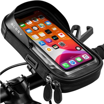 Tasche Wasserdichte Fahrradtasche für Telefon 6,4 Zoll Lenkerhalter 0,5 l Alogy Schwarz