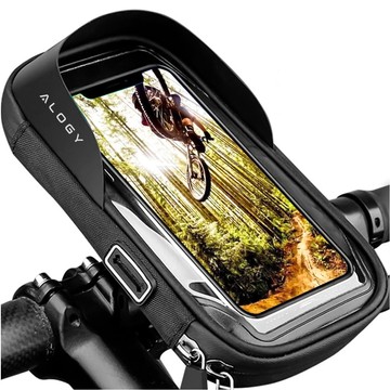 Tasche Wasserdichte Fahrradtasche für Telefon 6,4 Zoll Lenkerhalter 0,5 l Alogy Schwarz