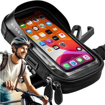 Tasche Wasserdichte Fahrradtasche für Telefon 6,4 Zoll Lenkerhalter 0,5 l Alogy Schwarz