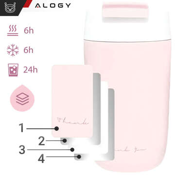 Thermobecher-Thermoskanne mit Ausguss und Strohhalm für Kaffee, Yerba-Mate-Tee, 360 ml, Vakuumflasche Alogy Steel Pink