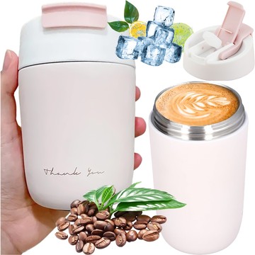 Thermobecher-Thermoskanne mit Ausguss und Strohhalm für Kaffee, Yerba-Mate-Tee, 360 ml, Vakuumflasche Alogy Steel Pink