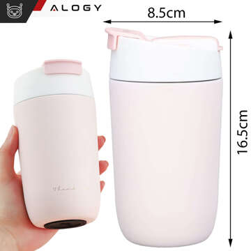 Thermosbecher mit Ausguss und Strohhalm für Kaffee, Yerba-Mate-Tee, 480 ml, Alogy-Vakuumflasche, Stahl, Pink, Waschbürste