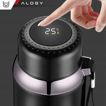 Thermosflasche Thermoflasche 800 ml für Kaffee Tee Yerba Mate LED-Siebschnur Alogy-Display Schwarz