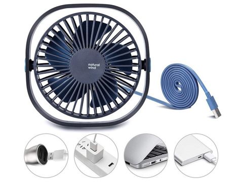 Tragbarer Ventilator Alogy Natural Wind 24 Tischventilator USB Marineblau