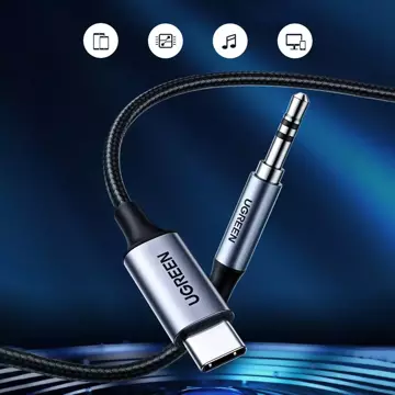 UGREEN AUX-Stereo-Audiokabel 3,5-mm-Miniklinke - USB Typ C für Tablet-Telefon 1 m schwarz (CM450 20192)