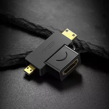 UGREEN Adapter von HDMI Typ A (weiblich) auf Mini HDMI (männlich) / Micro HDMI (männlich) schwarz (20144)