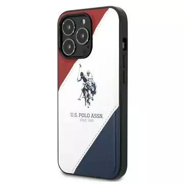 US Polo USHCP14XPSO3 Handyhülle für Apple iPhone 14 Pro Max 6.7" weiß/weiß Tricolor geprägt