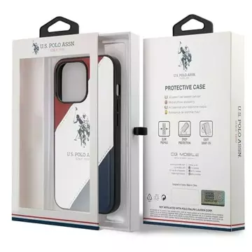 US Polo USHCP14XPSO3 Handyhülle für Apple iPhone 14 Pro Max 6.7" weiß/weiß Tricolor geprägt