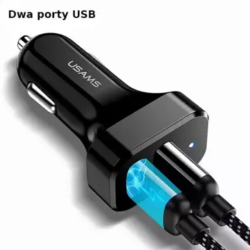 USAMS Autoladegerät 2xUSB C13 2.1A schwarz/schwarz (nur Kopf) CC87TC01