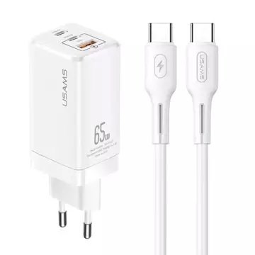 USAMS-Ladung. Netzwerk. MT 2xUSB-C USB GaN 65W T33 PD Kabel USB-C-USB-C 100W Schnellladung weiß/weiß MTXLOGTC02