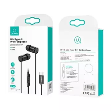 USAMS Stereokopfhörer EP-46 USB-C schwarz/schwarz 1,2 m HSEP4603