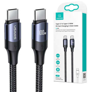 USAMS USB-C auf USB-C 100 W PD Schnellladung QC FCP 3 m schwarzes Kabel