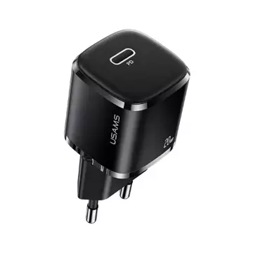 USAMS Wandladegerät 1x USB-C T36 mini 20W (nur Kopf) PD3.0 Fast Charging schwarz/schwarz CC124TC01 (US-CC124)