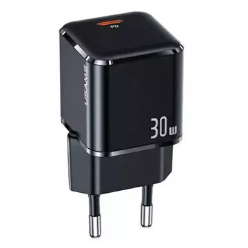 USAMS Wandladegerät 1xUSB-C T45 mini 30W (nur Kopf) PD3.0 Fast Charging schwarz/schwarz CC148TC01 (US-CC148)