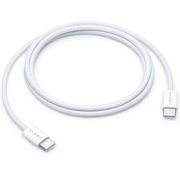 USB-C-Typ-C-Kabel, stark, schnell, 60 W, PD, 1 m, für iPhone 15/Pro/Max, iPad, MacBook, Alogy Nylonkabel, weiß