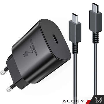 USB-C Typ C PD Premium Wandladegerät schnelles 25W 3A Typ-C Kabel 1M Alogy schwarz