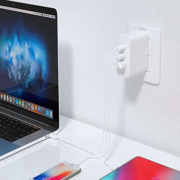 USB-Ladegerät 2x USB-C Typ C Schnellladung Power Delivery PD 65W Weiß