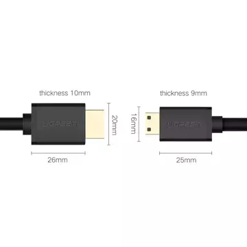 Ugreen Kabel HDMI Kabel - Mini HDMI 19 Pin 2.0v 4K 60Hz 30AWG 1.5m schwarz (11167)