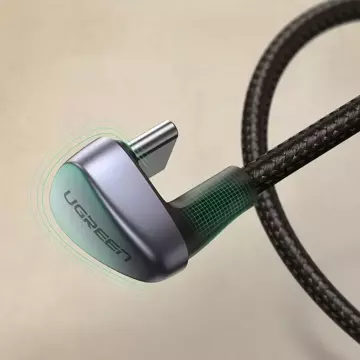 Ugreen Nylon abgewinkeltes Kabel USB - USB Type C 1 m 3 A 18 W Quick Charge AFC FCP für Gamer grau (70313)