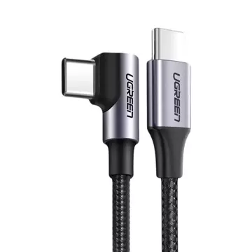 Ugreen abgewinkeltes Kabel USB Typ C - USB Typ C Power Delivery 60W 20V 3A 1m Schwarz/Grau (US255 50123)