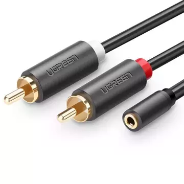 Ugrünes Kabel Audiokabel 3,5 mm Miniklinke (weiblich) - 2 RCA (männlich) 25 cm grau (AV102 10561)