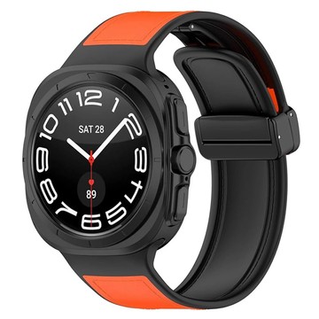 Uhrenarmband Smartwatch-Band für Samsung Galaxy Watch Ultra 47 mm Schwarz und Orange