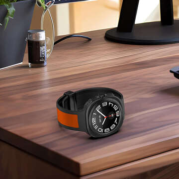 Uhrenarmband Smartwatch-Band für Samsung Galaxy Watch Ultra 47 mm Schwarz und Orange