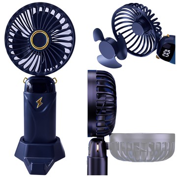 Ventilator, tragbarer Tischventilator, Alogy, kabellos, tragbar, stehend mit Telefonständer, Marineblau