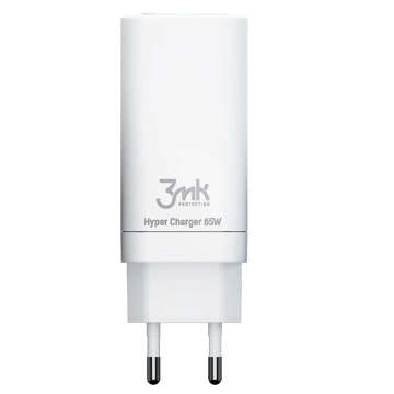 Wandladegerät 3mk Hyper Charger 65W 2x USB-C Typ C USB QC PD 65W Weiß