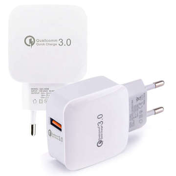 Wandladegerät Vega Faston Netzteil schnell USB QC 3.0 Schnellladegerät 3A Weiß